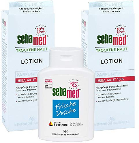 Lotion Sparset für trockene Haut mit 10% Urea 2x400ml + gratis Frische Dusche für schnell trocknende Haut 400ml