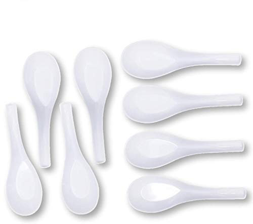 5 Pcs Reusable Plastic Chinese Soup Spoon for Ramen, Soup, Fried Rice, Mapo Tofu and Rice Porridge, Heat Resistant, Unbreakable.