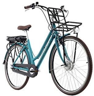 Adore Alu E-City-Bike Damen 28'' Cantaloupe blau Frontmotor 36 V/10,4 Ah 3 Gänge Designed by