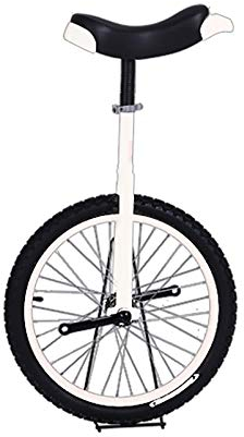 QWEASDF 16 Einrad, höhenverstellbar Sattelstütze Balance Radfahren Heimtrainer Fahrrad mit Skidproof Mountain Reifen + Einradständer für Anfänger und Profis Unisex,Weiß