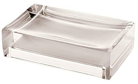 GEDY Auckland Porta saponetta, Misure e Peso: 3X11X7 CM & 0,15 kg, Porta Sapone Solido in Resina Trasparente di Alta qualità, Finitura Tortora Chiaro, Design R&S Gedy, Fatto a Mano, 2 Anni Garanzia