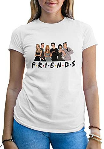B&S Boutique Friends Characters Anime TV Show Maglietta Bianca Donna Size S