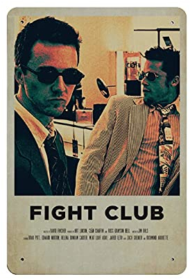 Blechschild mit dem Film Fight Club, Retro-Stil, 30 x 20 cm