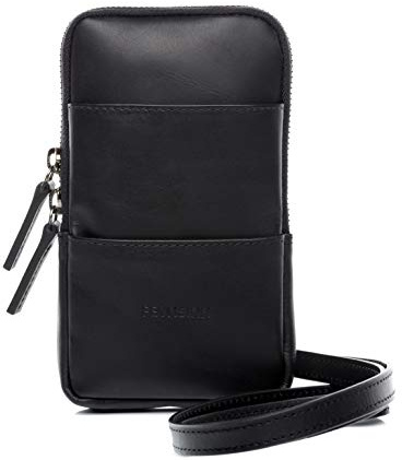 FEYNSINN® Borsello a tracolla vera pelle KJELL Custodia per smartphone Custodia cellulare uomo donna nero prodotto artigianale
