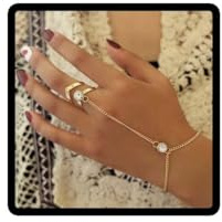 Wedity Vintage Schmetterling Charm Armbänder Gold Kristall Handgeschirr Armbänder Fingerringe Hand Accessoires für Frauen und Mädchen (Kristall)
