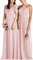 KURFACE Robes de demoiselle d'honneur de mariage pour femmes juniors avec décolleté dos nu et épaules dénudées, Rose pâle-a, 42