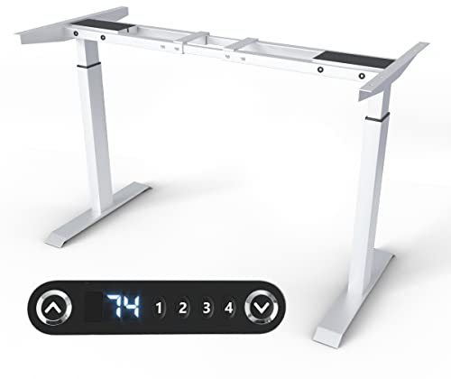 VESKA Höhenverstellbarer Schreibtischrahmen - Tischgestell - Bürotisch Rahmen mit Dual Motor Elektrisch Höhenverstellbar mit Touchscreen & Memoryfunktion Gestell (Weiß)