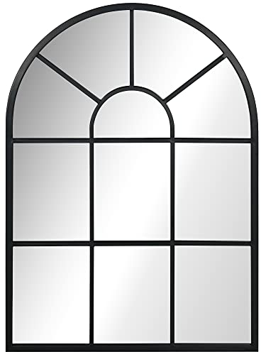 HOMCOM Specchio da Parete Moderno ad Arco, Specchio Camera da Letto a Muro con Cornice e Ganci, per Soggiorno e Ingresso, in Vetro e Metallo, 70x50 cm, Nero