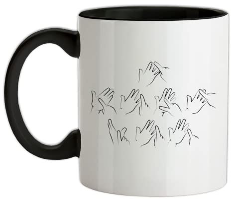 British Sign Language I Love You - 11oz - Ceramic Two-Tone Mug for Coffee/Tea - Black/White - One Size