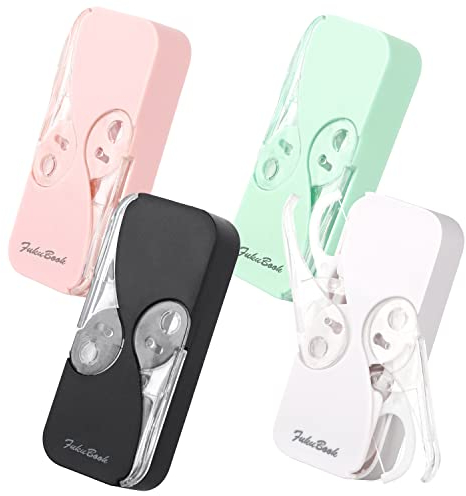 Lot de 4 étuis portables pour fil dentaire - Réutilisables - Distributeur de bâtons de fil dentaire rechargeable - Porte-fil pour nettoyage des dents et nettoyage buccal