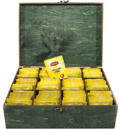 woodmanucom Aufbewahrungsbox mit Deckel für Tee aus Holz 12 Fächern, Tee-Organizer, Teebox für Teebeutel Sortierbox Holzkiste mit Deckel Aufbewahrung von Tee, Box mit Fächern für Teebeutel Flaschegrün