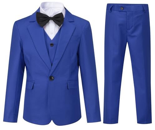 Sliktaa Boys 3 Piece Suits One Button Lapel Collar Suits Wedding Birthday Party Prom Performance Suit Blazer Vest Trousers Multicolour