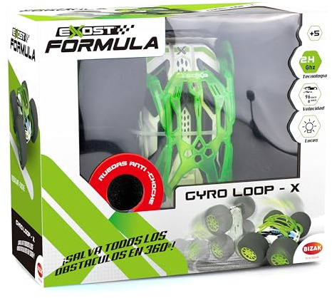 Exost Gyro Loop X Radio Control, 2, 4GHZ, mit optimaler Federung und aus superleichtem Schaumstoffmaterial, mit abnehmbarem Schutzgehäuse und Lichtern an der Bizak-Karosserie