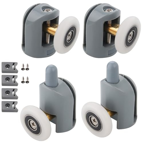 Cokritsm 4 Stücke Duschkabine Rollen Laufrollen 25mm, Ersatzrollen für Duschtüren, Anti-Rost Duschtürrollen für Dusche Glastür für 4-6mm, Glasloch 9,5-14mm für Duschtüren