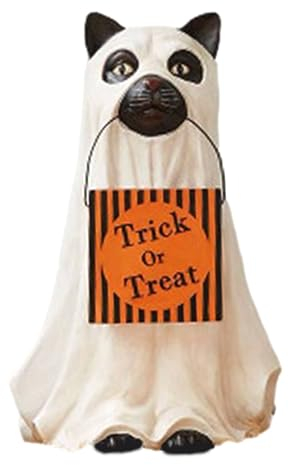 Storaffy Halloween Bonbon Schalen Halter | Geisterhund- und Katzenstatue aus Kunstharz | Kürbis Snackschalenständer Halloween Deko | Süßes oder Saures Bonbonschalen für Halloween Party Dekorationen