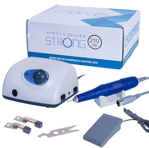 LIYYSOU Saeshin Strong 210 Micromotor, 35000 RPM Aluminum Art Nails Drill for Professional Nail Care, Dental Lab, Pedal Operated, 2.35mm Cutter Size, USB Powered
