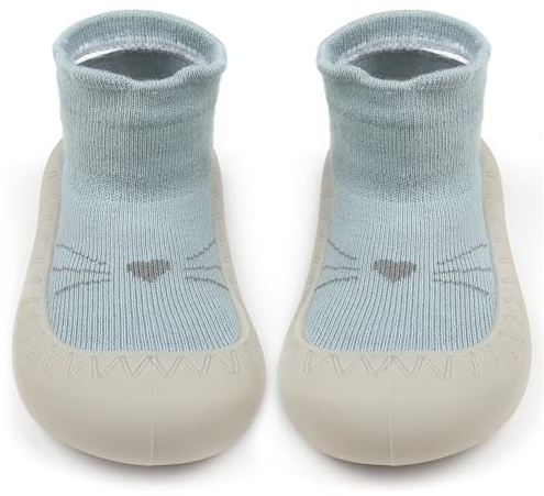 PROPOG Calcetines Antideslizantes Niño y Niñas, Zapatos Bebe Primeros Pasos Calcetines con Suela de Goma Bebe Suave, Calcetines Primeros Pasos Bebe 12-18 Meses