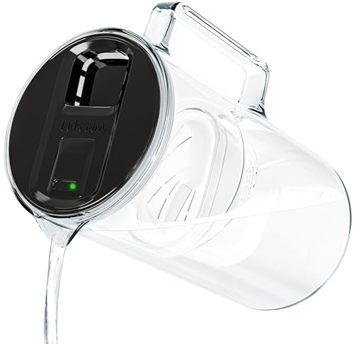 Wessper Carafe filtrante avec affichage LED 3 l - Verseuse en verre avec filtre à charbon actif - Carafe d'eau avec cartouches filtrantes pour eau potable - Sans BPA – Noir