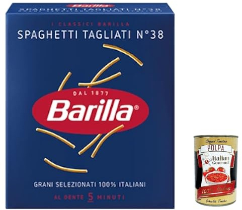 Italian Gourmet Spaghetti Tagliati n°38 Pasta di Semola kurz 10 x 500g | Formato spezzato ideale per minestre e brodi; aus Hartweizengrieß, kochfest, Gesamtnettogewicht 5 kg + Kostenlos Polpa 400g