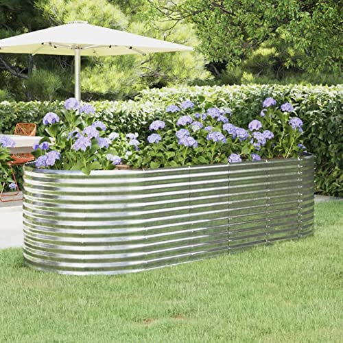 ARKEM Jardinera arriate Acero Recubrimiento Polvo Plata 249x100x68 cm Jardineras Exterior Grandes Jardinera Rectangular