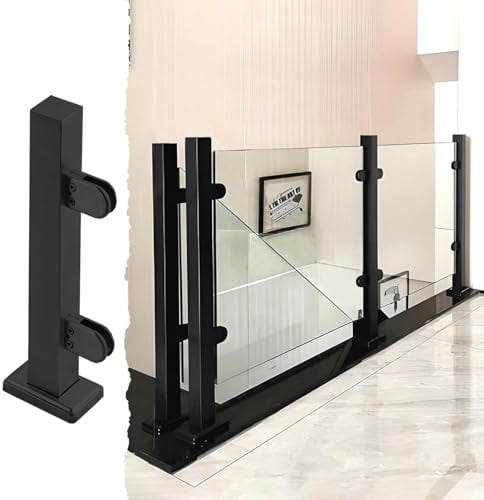 Poteau Garde Corp Verre 24 Pouces - 47 Pouces Poteau de Garde-corps en Verre avec Pince, Kit de Balustrade en Verre pour Les Escaliers Intérieurs Extérieurs, Acier Inoxydable Pince pour Panneaux de Ve