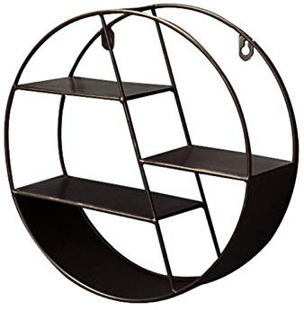 Arrovarp Schmiedeeisernes schwarzes Metall rundes Schweberegal | rundes Wandregal | Schweberegale mit 3 Mehreren Fächern zur Wandmontage aus