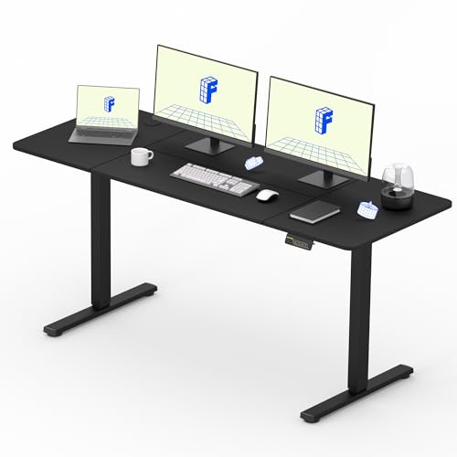 FLEXISPOT Electric Standing Desk 160x60cm Sit Stand Table Height Adjustable Desk with Hook for Home Office, Black