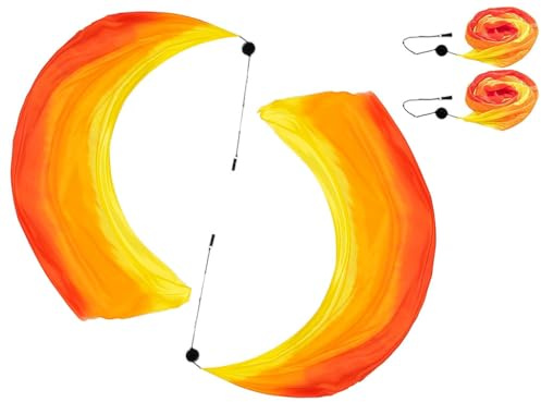 Hitopin 2 set di palle da lancio per danza del ventre, velo colorato, in seta, Poi per lanciare palle Poi Streamer con Poi Balls palla di danza del ventre, per prestazioni di danza del ventre, per