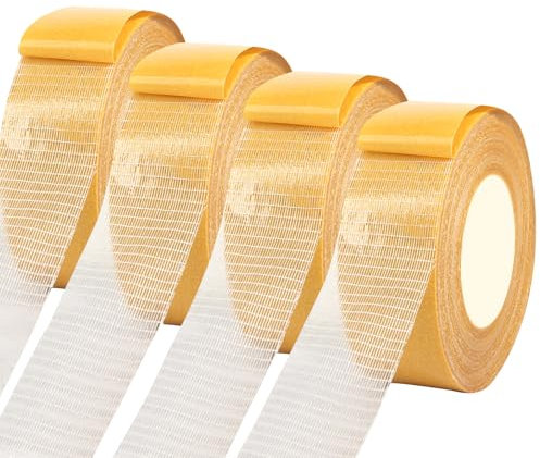 4 Rouleaux Adhésif Double Face Puissant 3 cm x 20 m Ruban Adhésif Double Face Adhésif Double Face Facile à Couper Adhesif Double Face pour Cuisine Maison École ou Extérieur