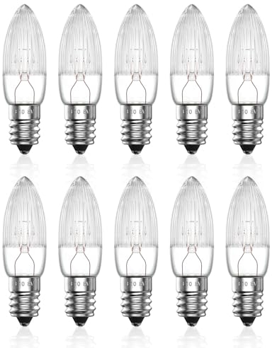 BrightArk E10 Ersatz Kerzen für Schwibbogen, 8V Kerzenbogen Ersatzbirne 2200K Warmweiß, E10 Ersatzlampen Glühbirnen Topkerze, 8V Kerzenlicht für Weihnachten Kerzenbogen, Lichterketten, Kerzenständer