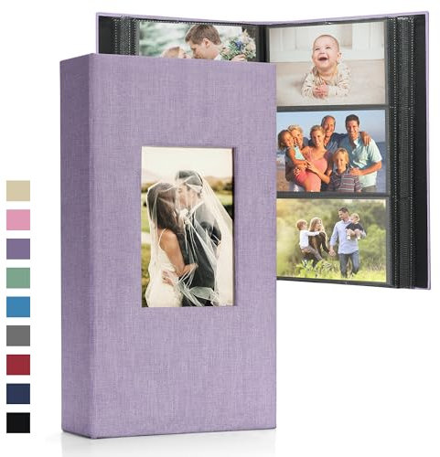 DazSpirit Großes Fotoalbum Einsteckalbum für 408 Fotos (10x15 cm) - Leinenbindung, Personalisierbar, Ideal für Familie, Hochzeiten, Reisen & Baby-Erinnerungen, Fotobuch zum Einstecken, Schwarz