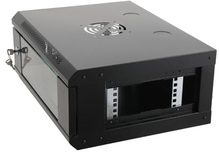 Lfhelper 4U Netzwerkschrank - Serverschrank Server-Racks 4 HE - Unmontiert - Sichttür Schloss - Boden-/Wandmontage - 400 mm Tiefe - Traglast 60 kg - Glastür - 550×400×210mm