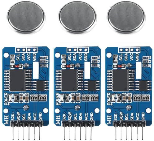 RTC IIC Precision Clock Modul, QIQIAZI Echtzeit-Modul Uhr RTC Sensor mit Batterie kompatibel mit Arduino (3 Stück)