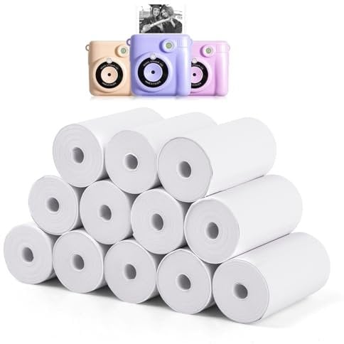 12 Rolls Instant Camera Refill Print Paper,Photo Printer Thermal Paper Rolls Print Camera Paper Refill for Most Kids Instant Camera,Kids Instant Camera Print Refill Paper