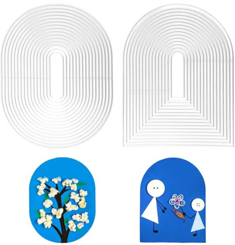 2stk Ovale Stanzformen mit Rand und Bogen aus Metall zum Kartenbasteln, Stanzformen Stanzschablonen Prägevorlagen aus Metall für Scrapbooking DIY Fotoalben Karten Dekoration Basteln