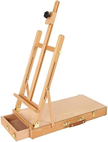 Tragbare Ulmen-Staffelei für Ölmalerei, professioneller Präsentationsständer mit vielseitigem Tisch, ideal für Künstler und Handwerker