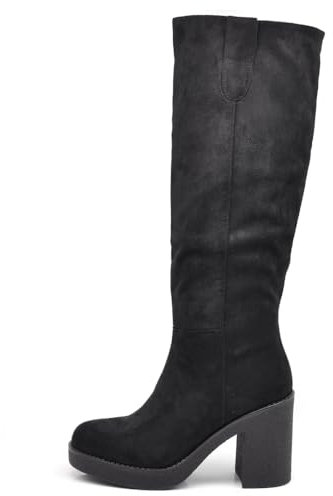 IF Fashion Scarpe da Donna Stivali Camperos Polpaccio Con Tacco Alto Grosso Platform Camoscio 2333 nero N.37