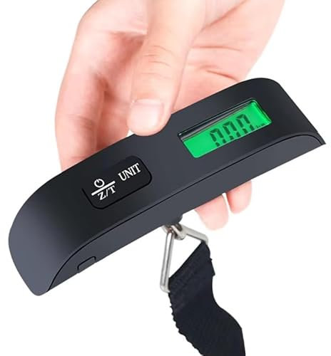 Digital Suitcase Scale, Portable Luggage Weighing Scale, 50KG Capacity, Compact Traveller Hanging Scale, Temperature Sensor and Battery Included, Black