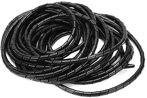 Enroulement de Câble en Spirale 8mm 10 Mètres Organisateur de Câble Flexible Gestion Cordon D'enroulement de Fil en Spirale Noir pour Le Câblage