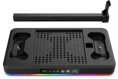 Base hôte pour Xbox Series X/S avec ventilateur de refroidissement, support de charge multifonctionnel avec RVB, avec crochet pour casque, système de refroidissement du ventilateur, accessoires de