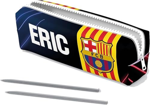 ZPUBLI+ Estuches Escolares Personalizados con Nombres, Fechas, Frases etc. Estuche Personalizado básico para el Colegio con Dibujos Originales. (FC Barcelona, 26 cm)