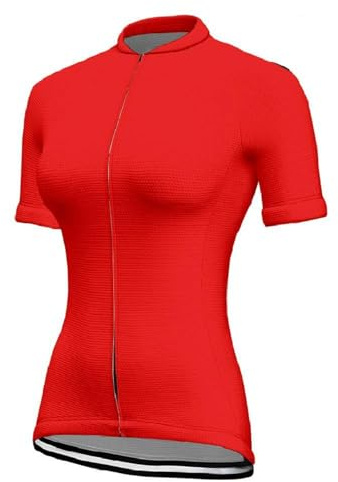 Chickwin Radtrikot Kurzarm Damen, Solide Farbe Fahrradtrikot Sommer Elastische Fahrradbekleidung Fahrrad Top XS~3XL Atmungsaktive MTB T Shirt Cycling Jersey Radsport-Bekleidung (Rot,L)