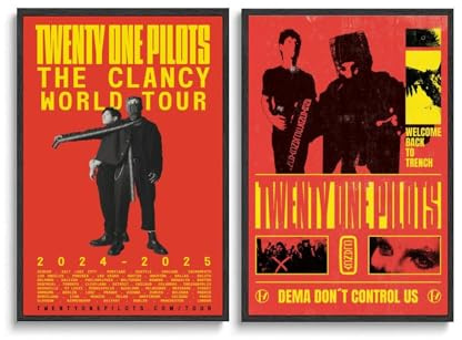 Duboueu 2 PCS Twenty Poster One Pilots Clancy Music Vintage Cover Poster Für Zimmer, Ästhetische Leinwand-Wandkunst, Schlafzimmer-Dekor Poster 20x30inch(50x75cm)