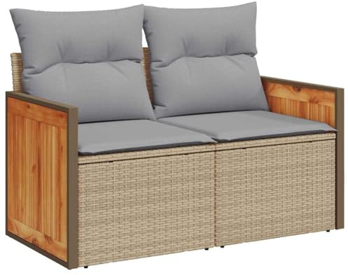 vidaXL Vier-Sitzer Garten-Sofa Set mit Kissen | UV-beständiger Beiger Poly-Rattan moderner Sitzbereich mit Couchtisch, perfekt für Gärten, Terrassen und Balkone. Gartenmöbel Patio-Sitzgruppe