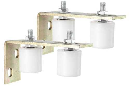 QUARKZMAN 4Pcs Galet Guide Pour Portail Coulissant, 1.7 Galets En Nylon Ensemble Support Portail Avec Support Arrière En L, Roulement À Billes Scellé Universel Pour Porte Coulissante, Blanc