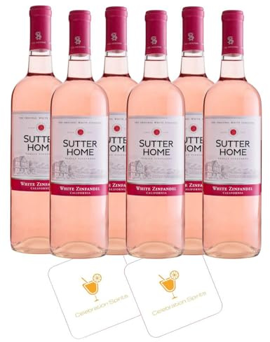 Sutter Home White Zinfandel 750mls | 6 Pack - Full Case | 2x Celebration Spirits Beer Mats