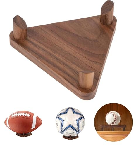 Rayakt Ballständer, Ballhalterung, Holz-Ballständer, Basketballständer, Ausstellungsständer – geeignet für Basketball, Fußball, Volleyball und Rugbyball