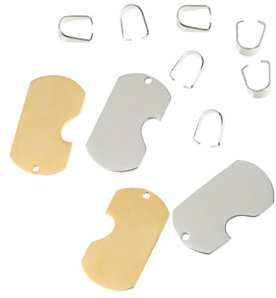 AUTSUPPL Anhänger Leicht Edelstahl 4 Stück Selbstgemacht Schmuckcharms in Silber Gold für Schlüsselanhänger und Halsketten Kompatibel mit Partnerketten und Bastelprojekten
