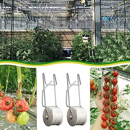 TOPINCN Tomaten-Spalier-Rollhaken, Hochwertige Pflanzenstützhaken mit 15 M Schnur für Vertikale Gartenarbeit, Ideal für Tomaten und Weinpflanzen