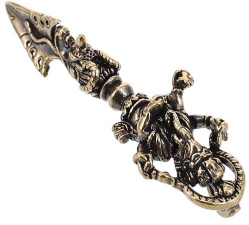 HOODANCOS Vajra de Latón Antiguo Textura Envejecida, Colgante | Tono Café, Estilo Distintivo, Suministros Religiosos para Budismo Tibetano, Decoración Budista
